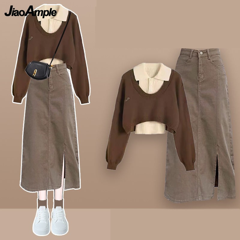 Winter Clothing Kit - Feminino primavera outono novo vintage camisola