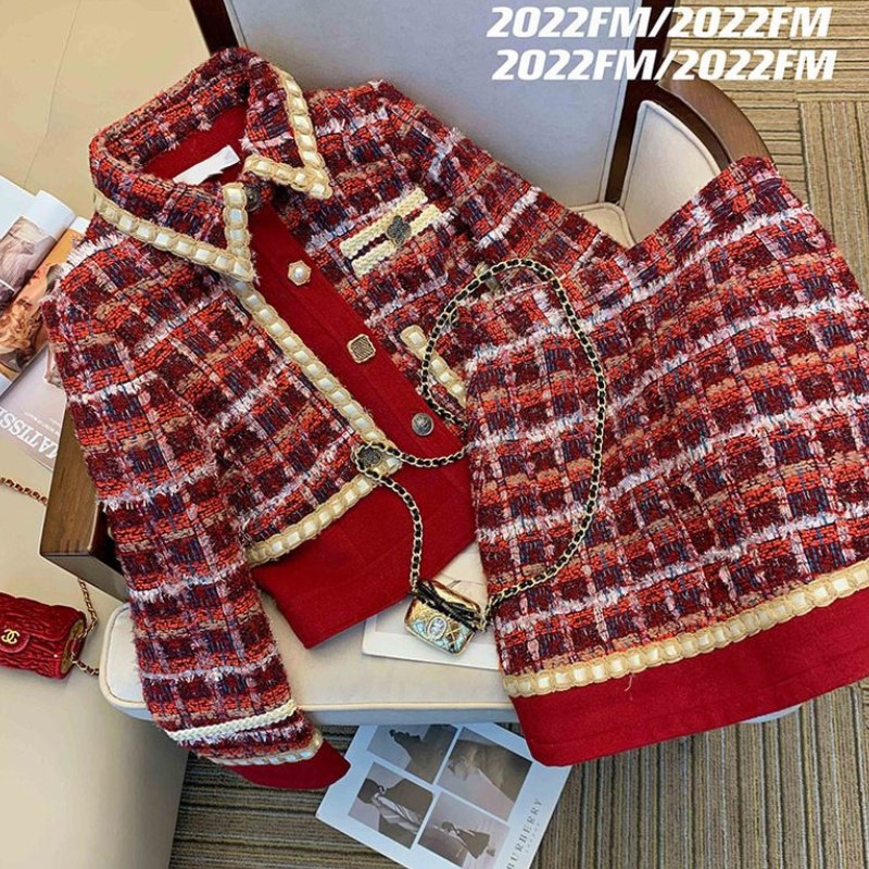 Feminino elegante tweed vermel - Winter Clothing Line avaliação e preço